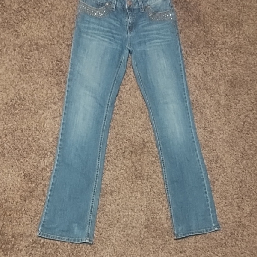 #2127 Rock 47 Wrangler Women's Blue Jeans with Embellished Pockets - Picture 6 of 9